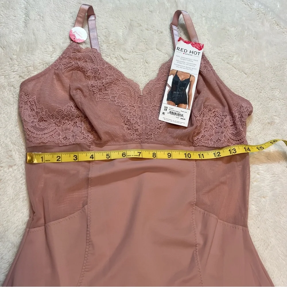 Red Hot Spanx Blush Nude Lace Panty Body Suit Size 2XL - Picture 4 of 13